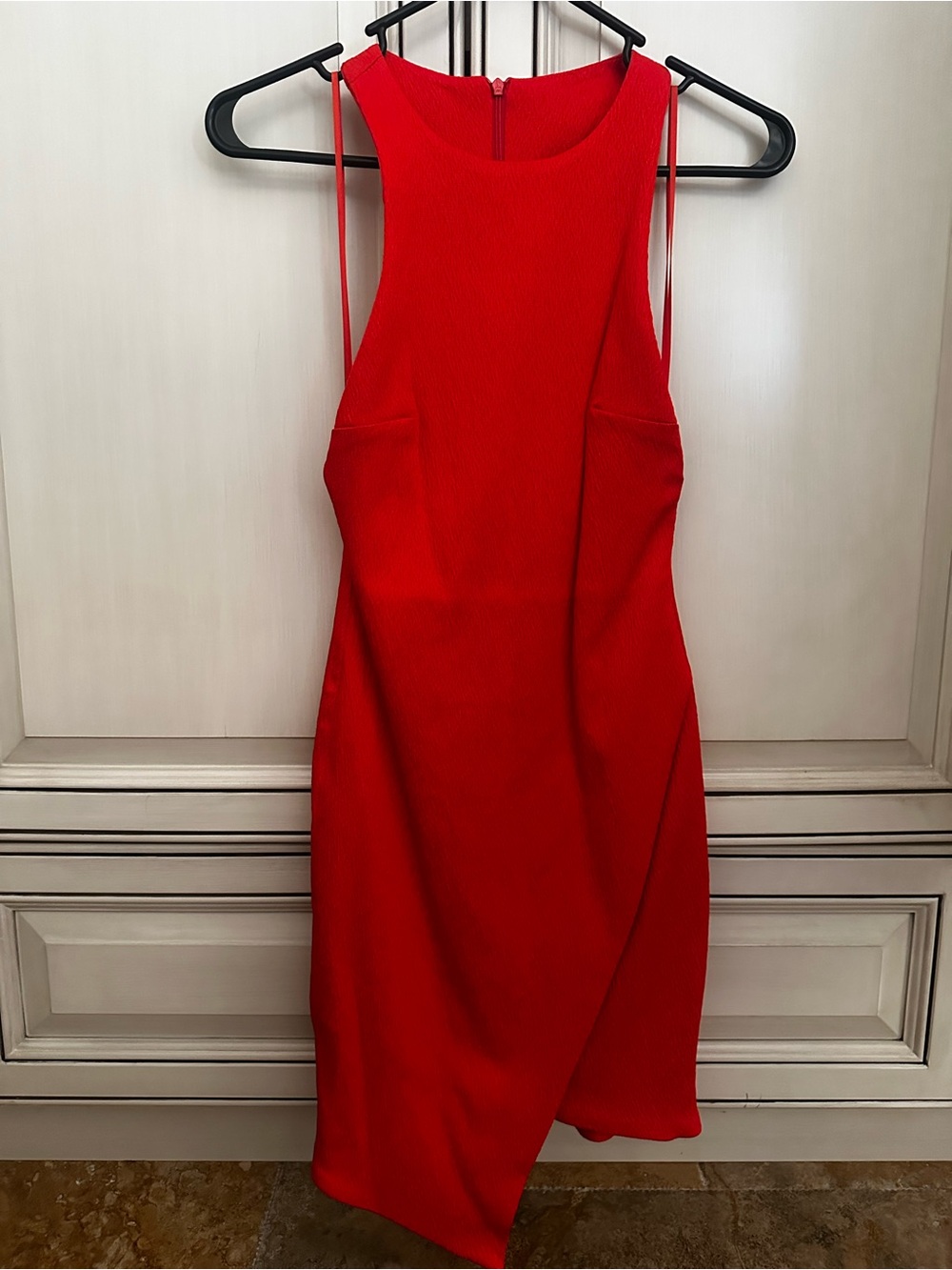 Bec & Bridge Vibrant Orange Mini Dress with Asymmetrical Hem
